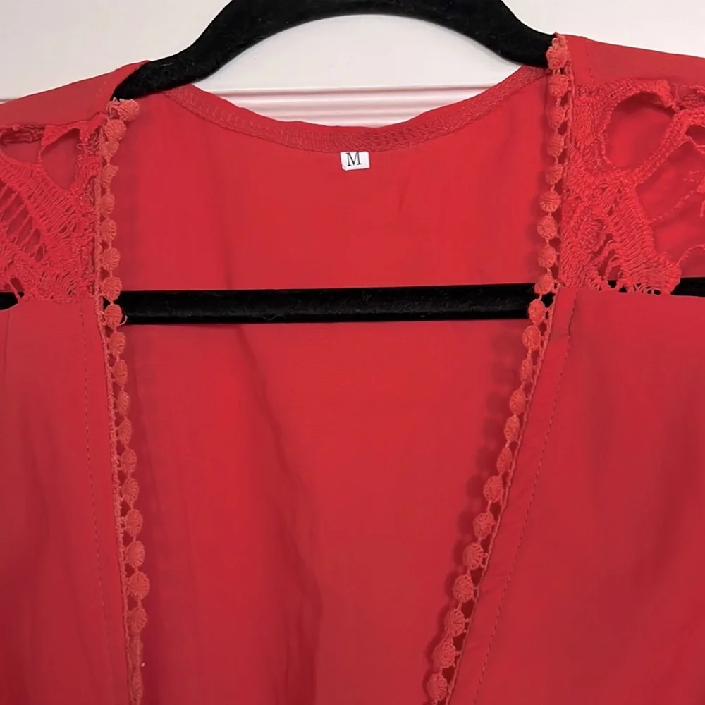 Red Boho Style Romper - Picture 4 of 4